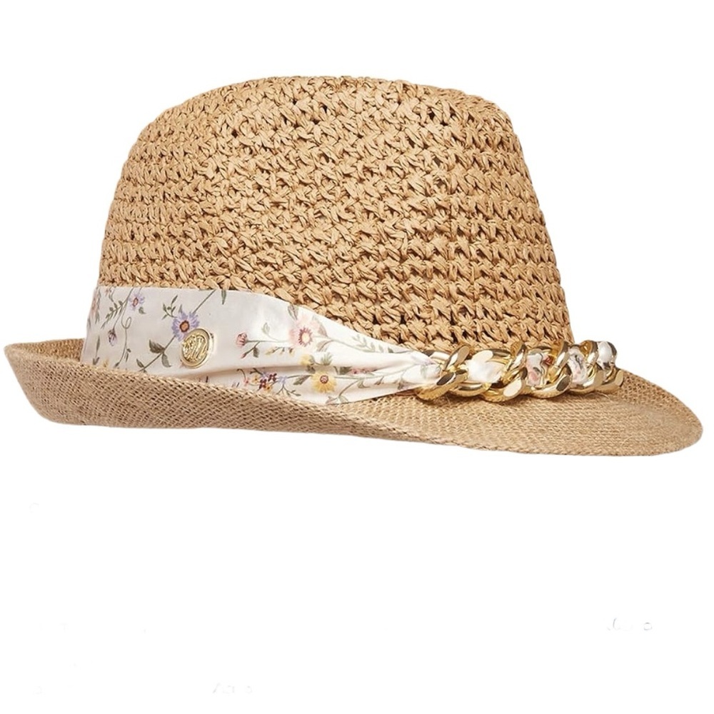 Steve Madden Girls Sun Hat One Size Floral Band 100% yarn vacation resort beach